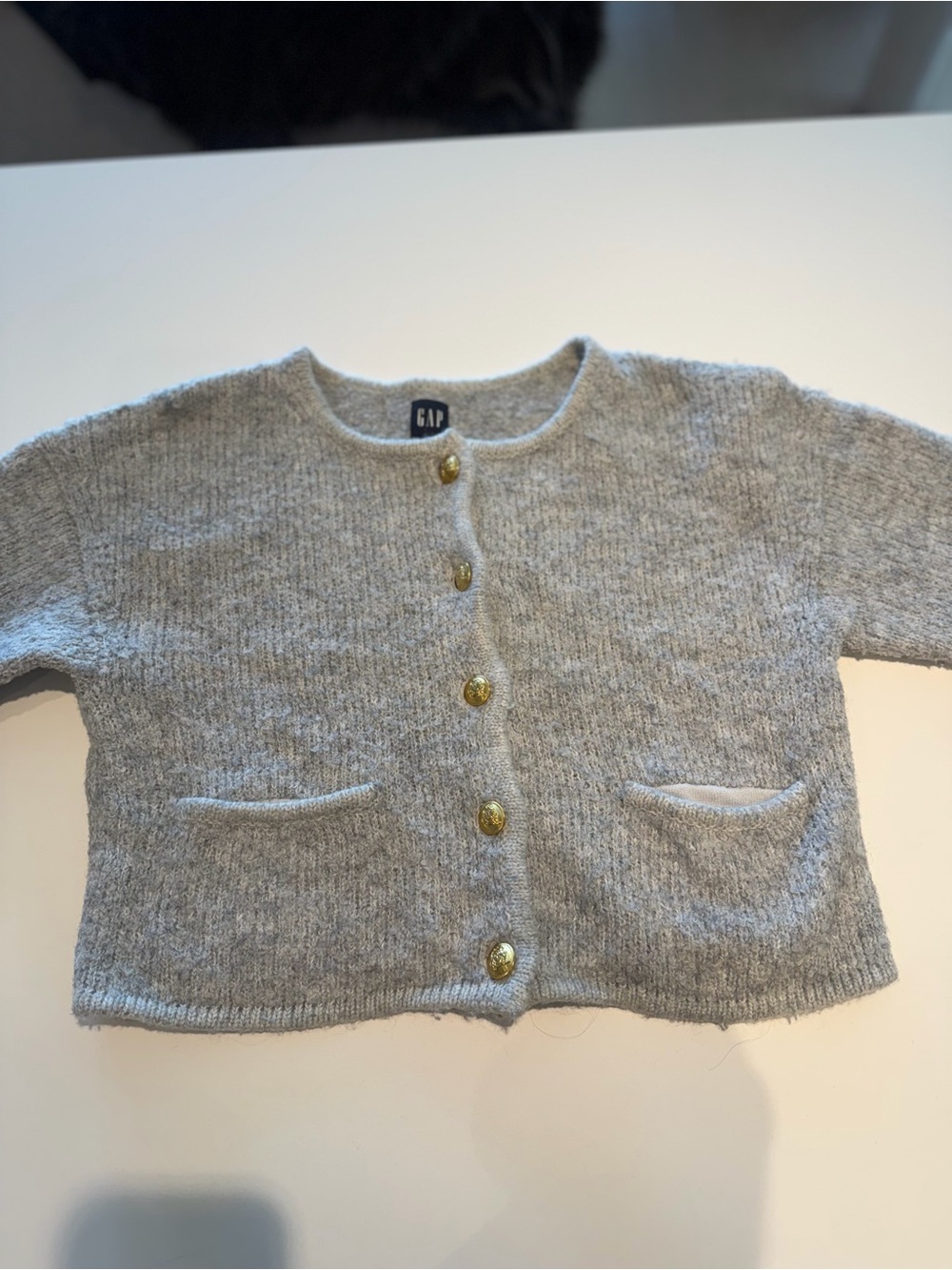 GAP Gray Knit Button-Front Cardigan
